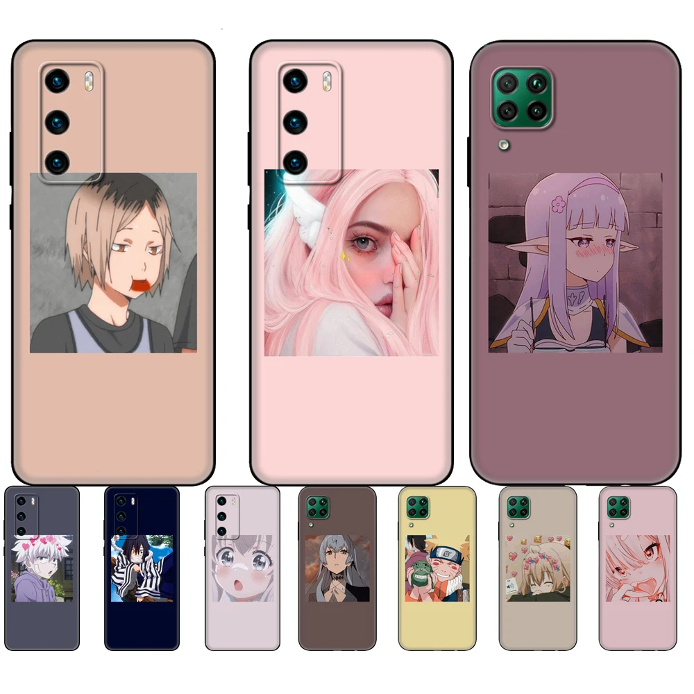 Custodia In Tpu Nero Per Huawei P30 Lite P30 Pro P40 Custodia Per Huawei P40 Lite E P Smart 2020 Cover Icone Anime