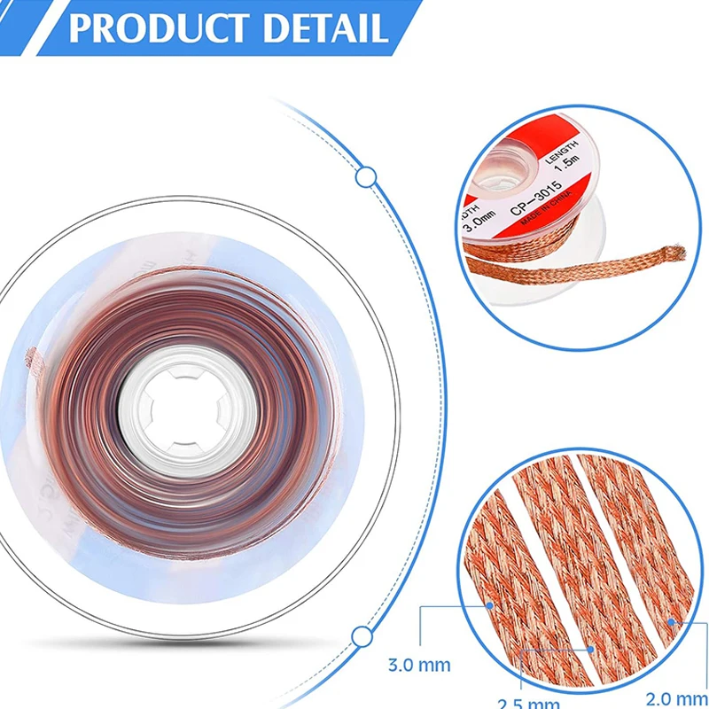 AMR 1-4.0mm Desoldering Mesh Braid Tape Copper Welding Point Solder Remover Wire Soldering Wick Tin Lead Cord Flux For Soldering desoldering braid,solder remover,desoldering mesh braid