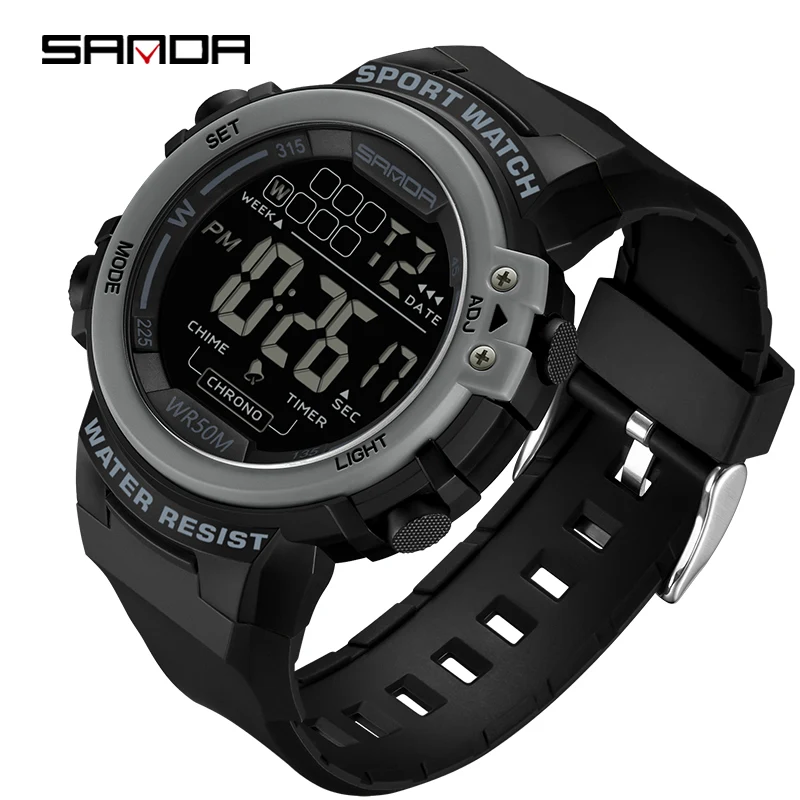 SANDA Multifunctional Men Outdoor Sports Watch HD Digital Analog Watch Military Watches For Men Timer Alarm Clock Reloj Hombre redeagle outdoor waterproof analog security camera 12v mount front view camera 600tvl resolution