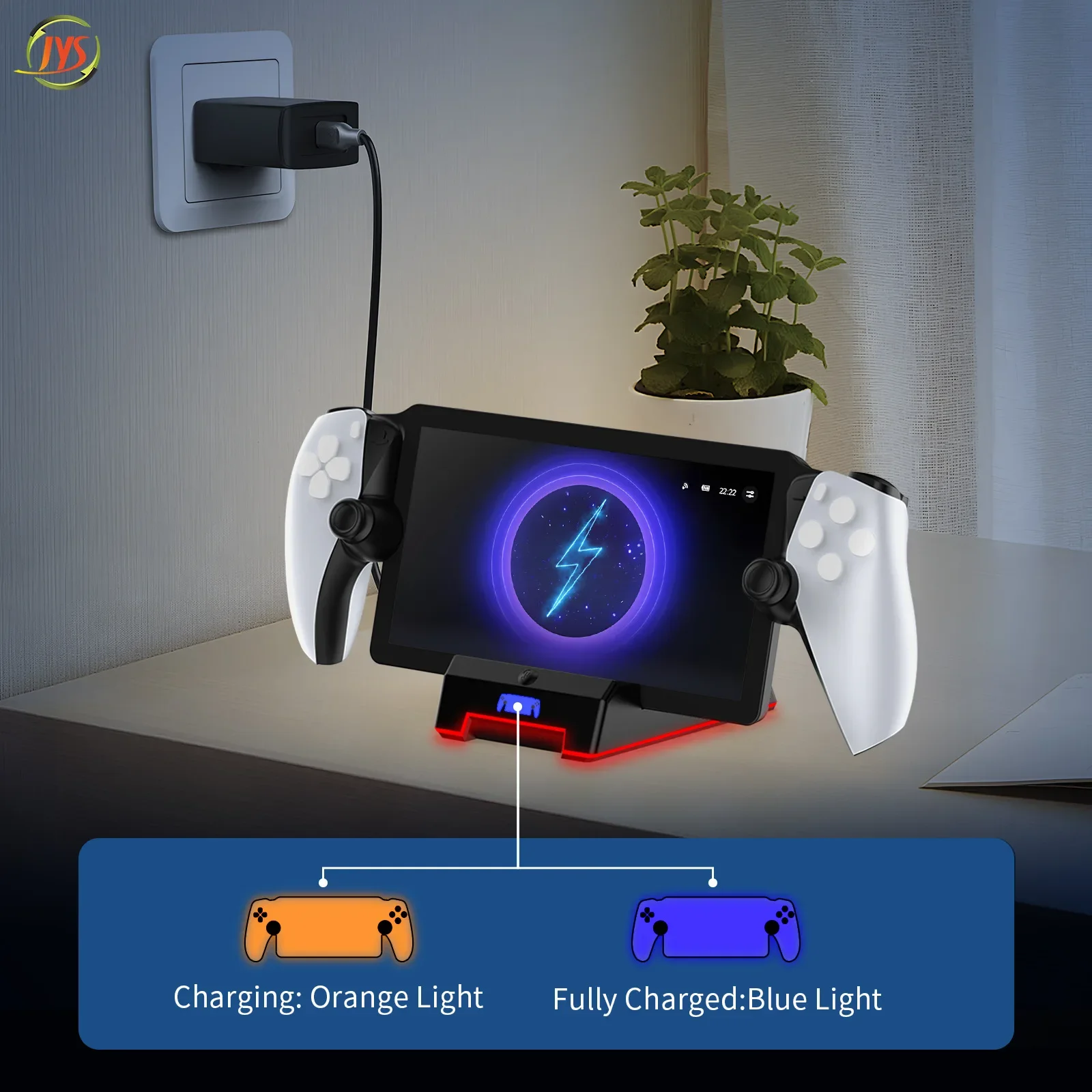 NEW JYS-P5202 For PS5 Portal Streaming handheld magnetic charging dock gaming handheld charger stand with colorful lights