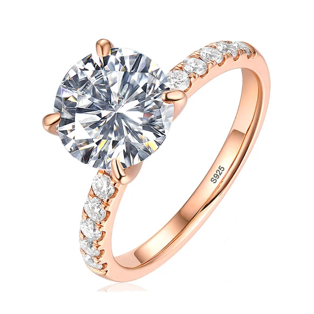 With Certificate Original 18K White Gold Color Ring Luxury 2.0ct Lab Diamond Wedding Bands Bride Women anillos de plata ley 925 R1230