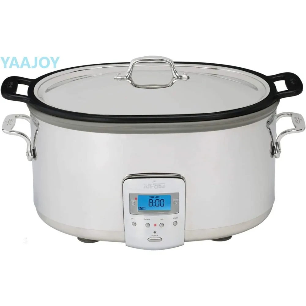 

All-Clad SD700350 Stainless Steel Electric Slow Cooker 7 Quart, Aluminum Insert, Programmable LCD Screen Digital Timer, Silver