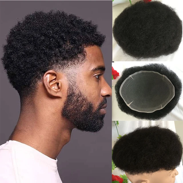 Perruque Afro Bouclée pour Homme, Postiche en Dentelle, 100% Cheveux  Humains Vierges, 10x8 Pouces, Document # 1B - AliExpress