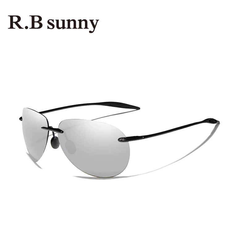 RBsunny TR90 무테 선글라스 남녀공용, 파일럿 무테 선글라스, 디자이너 미러 렌즈, 레저 안경, 초경량