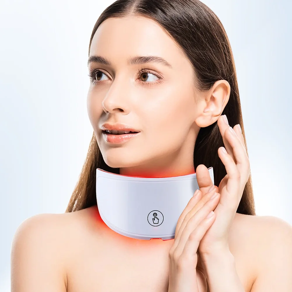 7 Farben LED-Gesichts maske mit Hals Rotlicht-Therapie maske für die Hauts traffung Lifting Anti-Aging Bio-Licht Beauty White ning Home – Detail 23