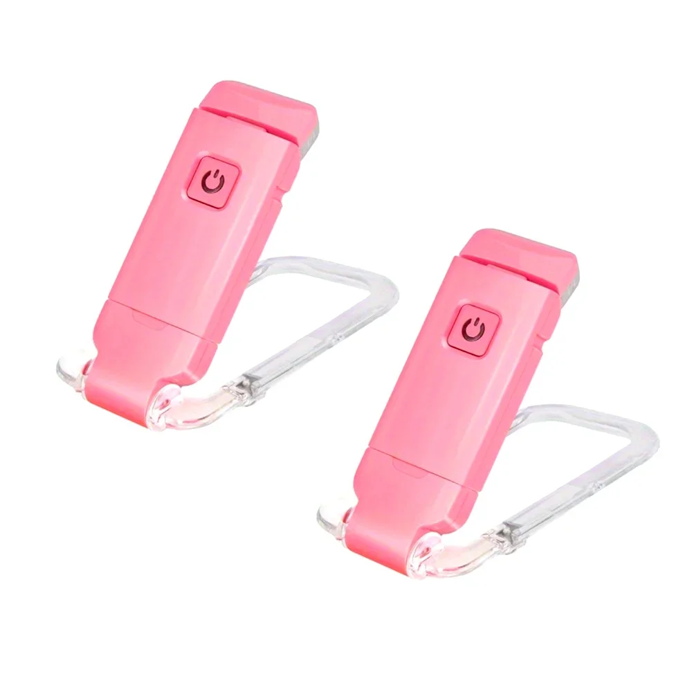 2-Pack, Rechargeable Reading LED Clip-on Book Light, Bedside Compact Light, Brightness Adjustable, Eye Protection-Pink
