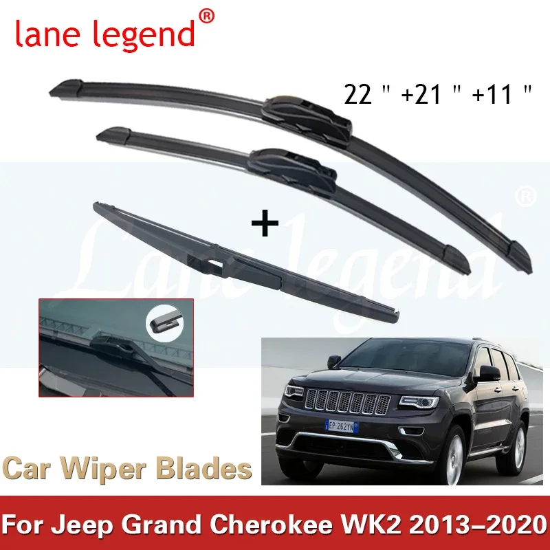 

For Jeep Grand Cherokee WK2 2013-2020 Car Front Rear Wiper Blades Soft Rubber Windscreen Wipers Auto Windshield 22"+21"+11" 2019