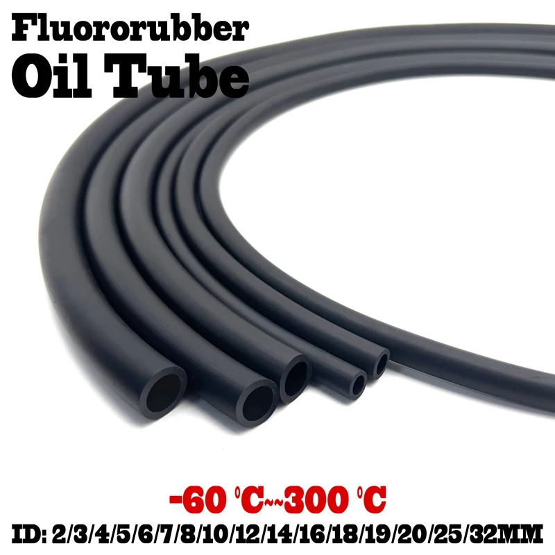 

1M ID 2 3 4 5 6 7 8 10 12mm Fluororubber FKM Viton Oil Hose Tube Tubing Pipe Acid alkali high temperature corrosion resistance