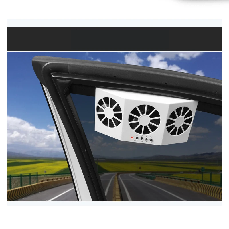 Solar Powered Car Cooling Fan Window Radiator Fan Air Vent Exhaust Cooling Radiator Ventilation System 3 Cooler Auto electric fan car fan air conditioning fan