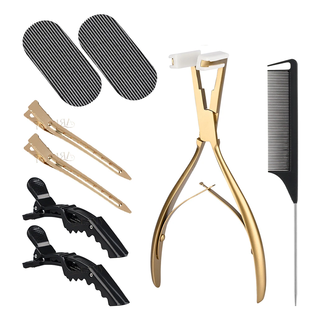 

ARLANY Tape In Hair Extension Pliers Kit Sealing Hair Extension Pliers Sectioning Clips Tail Hair Comb Hair Styling Tool Kit