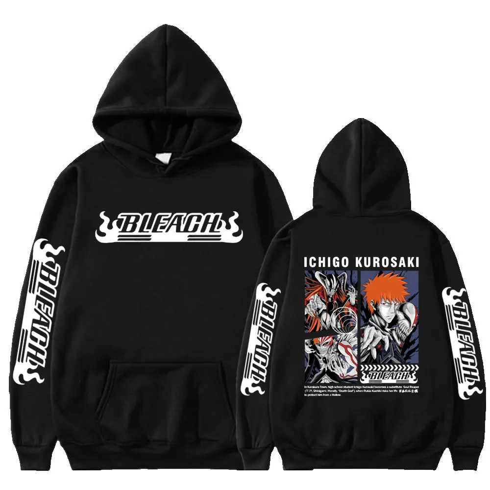 

Anime Bleach Hoodie Harajuku Kurosaki Ichigo Print Hoodies Men Women Oversized Gothic Hoody Sweatshirt Streetwear Pullovers Male