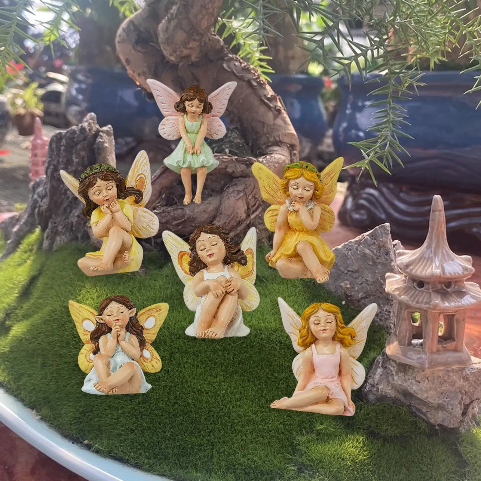 6x Fairy Garden Accessories Garden Decorations Miniature Fairy Figurines for DIY