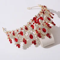 Gold Color Champagne Royal Queen Rhinestone Wedding Crown for Women Crystal Banquet Tiara Party Costume Hair Jewelry Accessories - Image 5