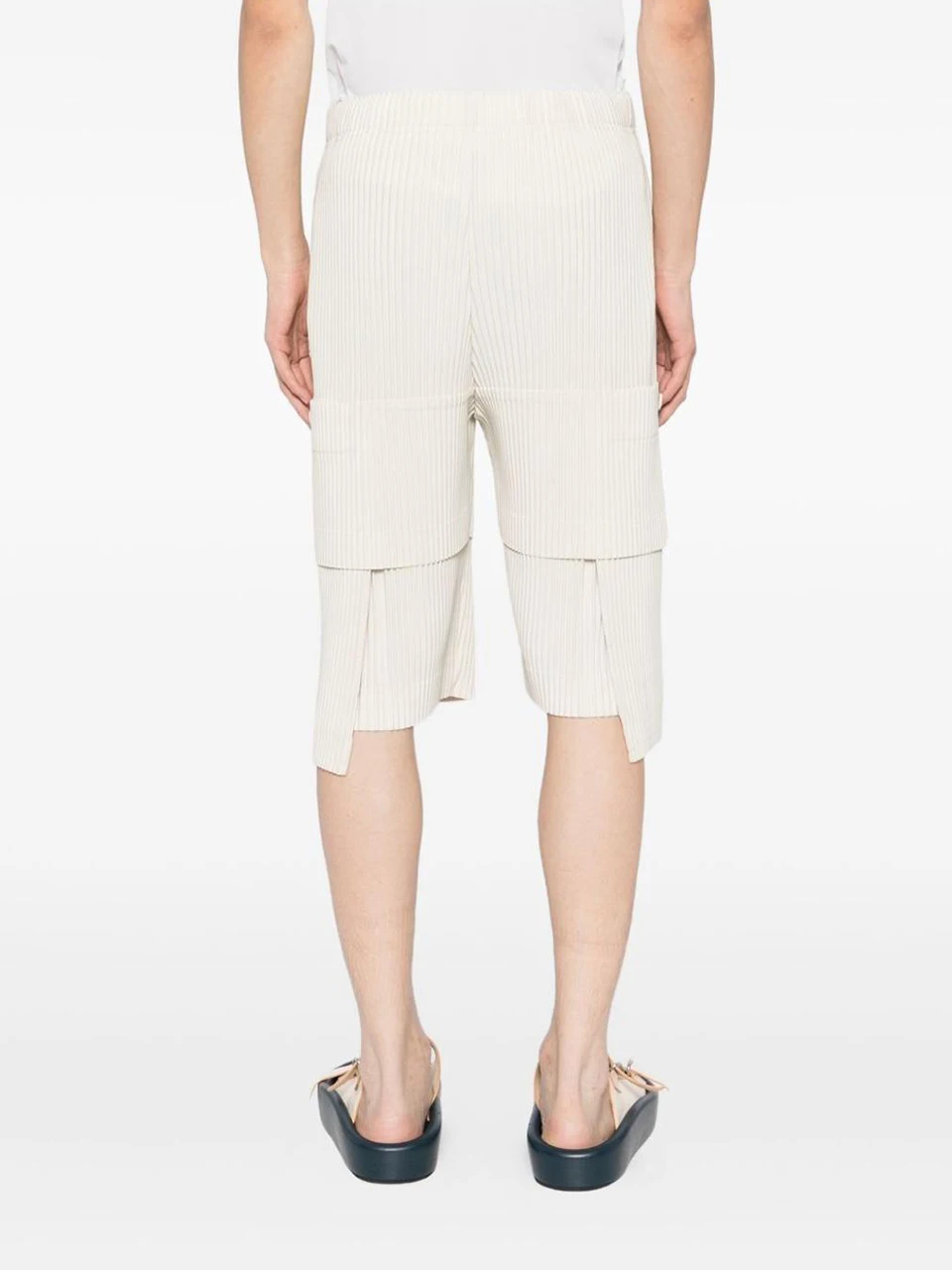 TIANPEI Pleated Plisse Homme Multi Pocket Cargo Short Pants 5
