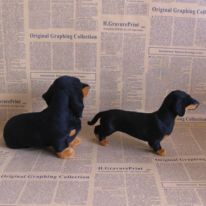 Seated Dachshund Dog Plush Toys Lifelike Simulation Black Dog