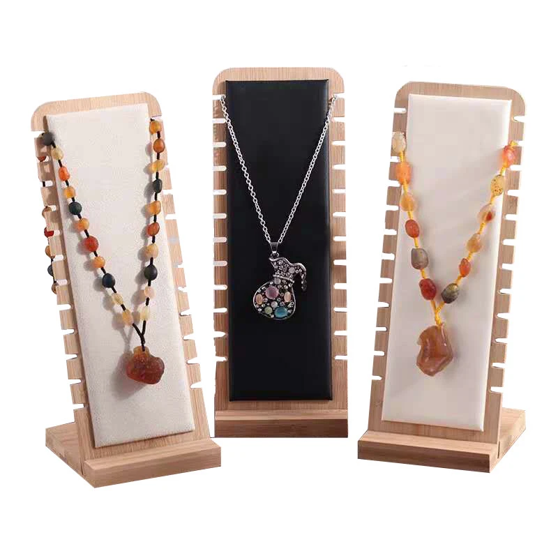 Soporte de exhibición de de bambú, caballete de exhibición de collar múltiple de madera, soporte de exhibición para | -