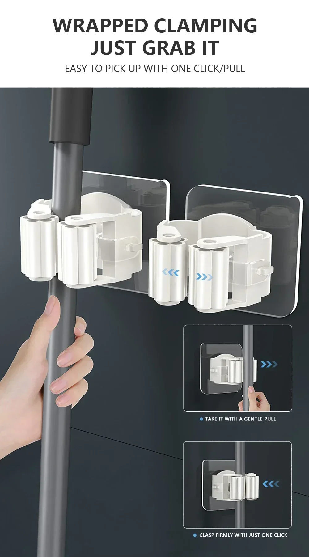 Description Picture 6 of item20PCS Wall Broom Mop Holder Organizer Holder Wall-Mounted Waterproof Mop Storage Rack Broom Hanger Hooks Household Tools