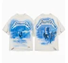 Represents Short-sleeved T-shirt Joint Metallica Print Men's and Women's Same American High Street Crew Neck Loose Retro Top 5