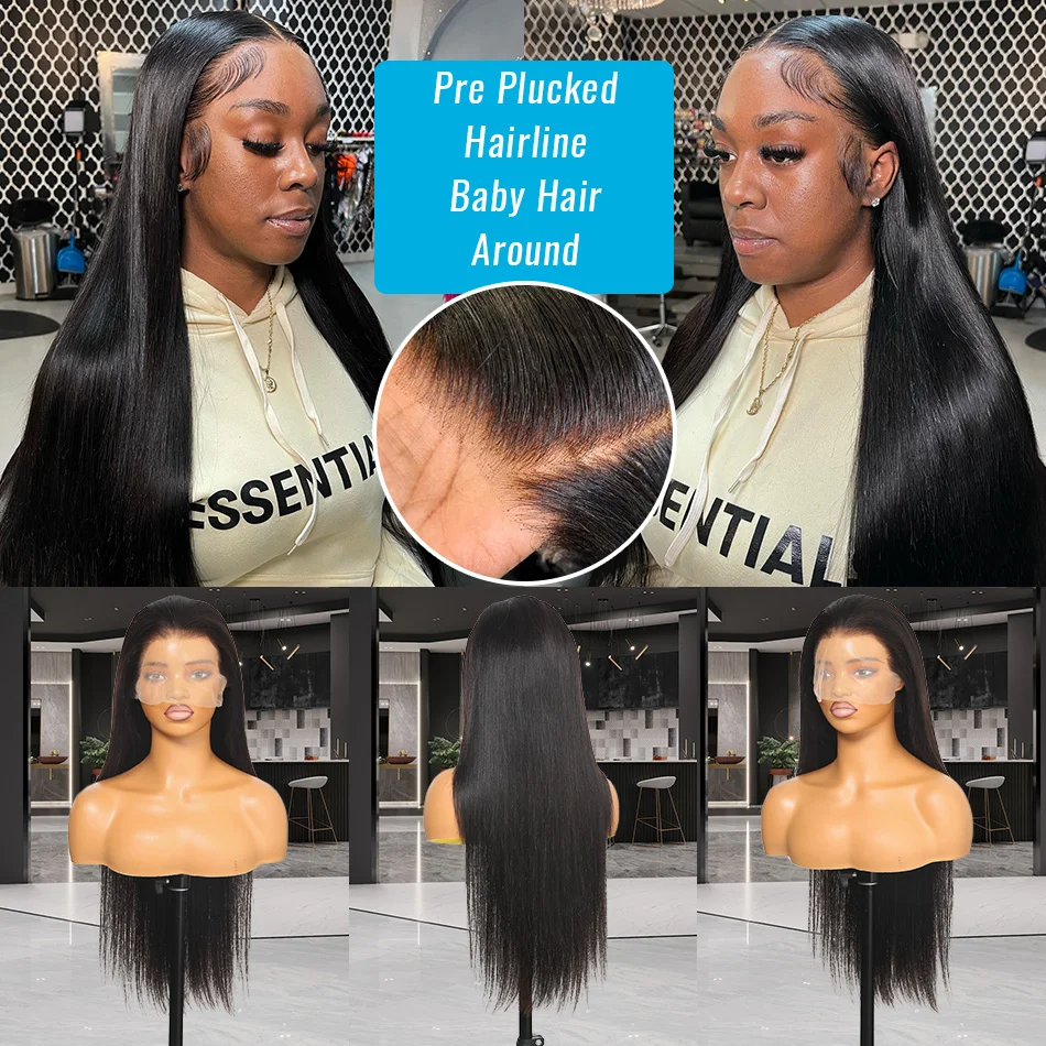 Human Hair Wig 250 Density 30 40 Inch Bone Straight 13x6 Lace Front Brazilian 13X4 Hd Lace For Women