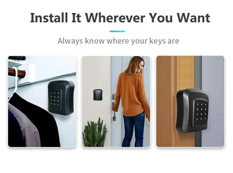Tuya/TTlock Smart Password Key Box Outdoor IP65 Waterproof Anti-theft Box Safe Security Intelligent ABS/Metal Smart Wall Mount