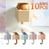 1-10PC Cartoon Cat Hook Self Adhesive Dormitory Bedroom Door Hanger Hook Key Umbrella Towel Cap Coat Rack Wall Animal Decor Rack 1
