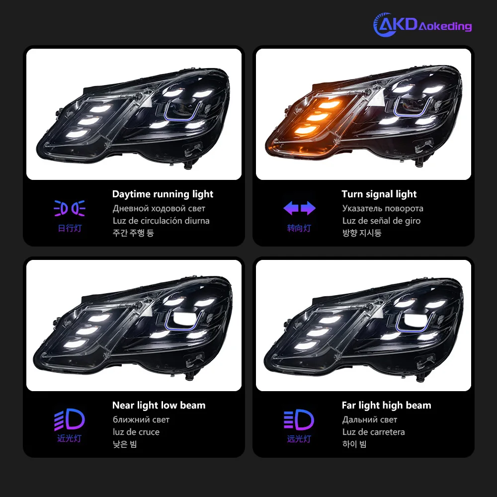 벤츠 W212 용 자동차 조명, LED 헤드라이트 2010-2013 E200 E300 E260 헤드 램프, Drl 프로젝터 렌즈, 자동차 액세서리