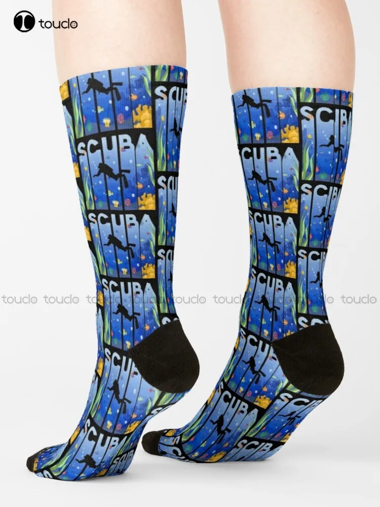 

Scuba Diving Socks Fun Socks Personalized Custom Unisex Adult Teen Youth Socks 360° Digital Print Hd High Quality Harajuku Gift