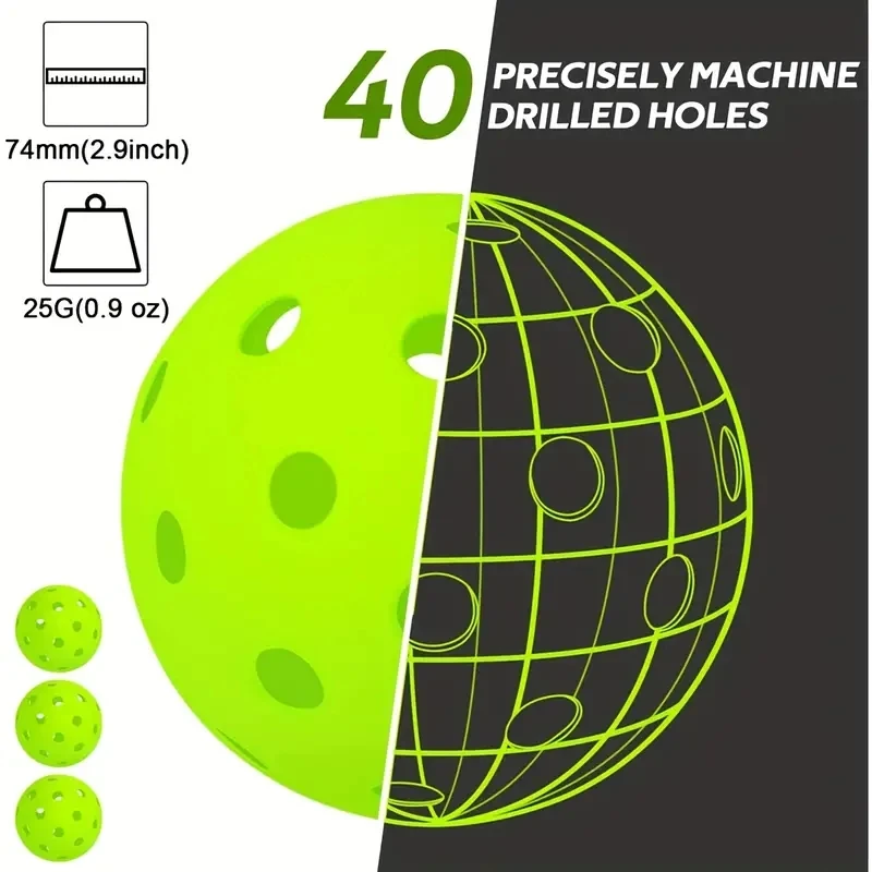 40 Holes Outdoor Training Pickleball Balls Aerodynamic Profile