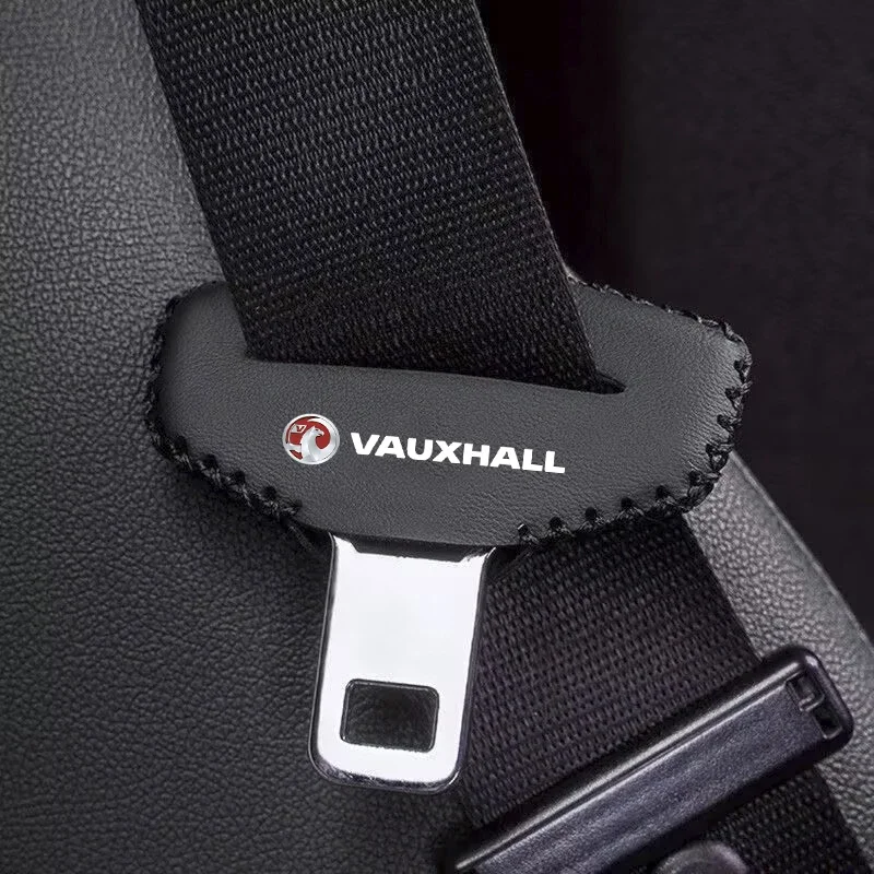 2pcs PU Leather Car Seat Belt Buckle Clip Cover Protector Anti-Scratch Case For VAUXHALL