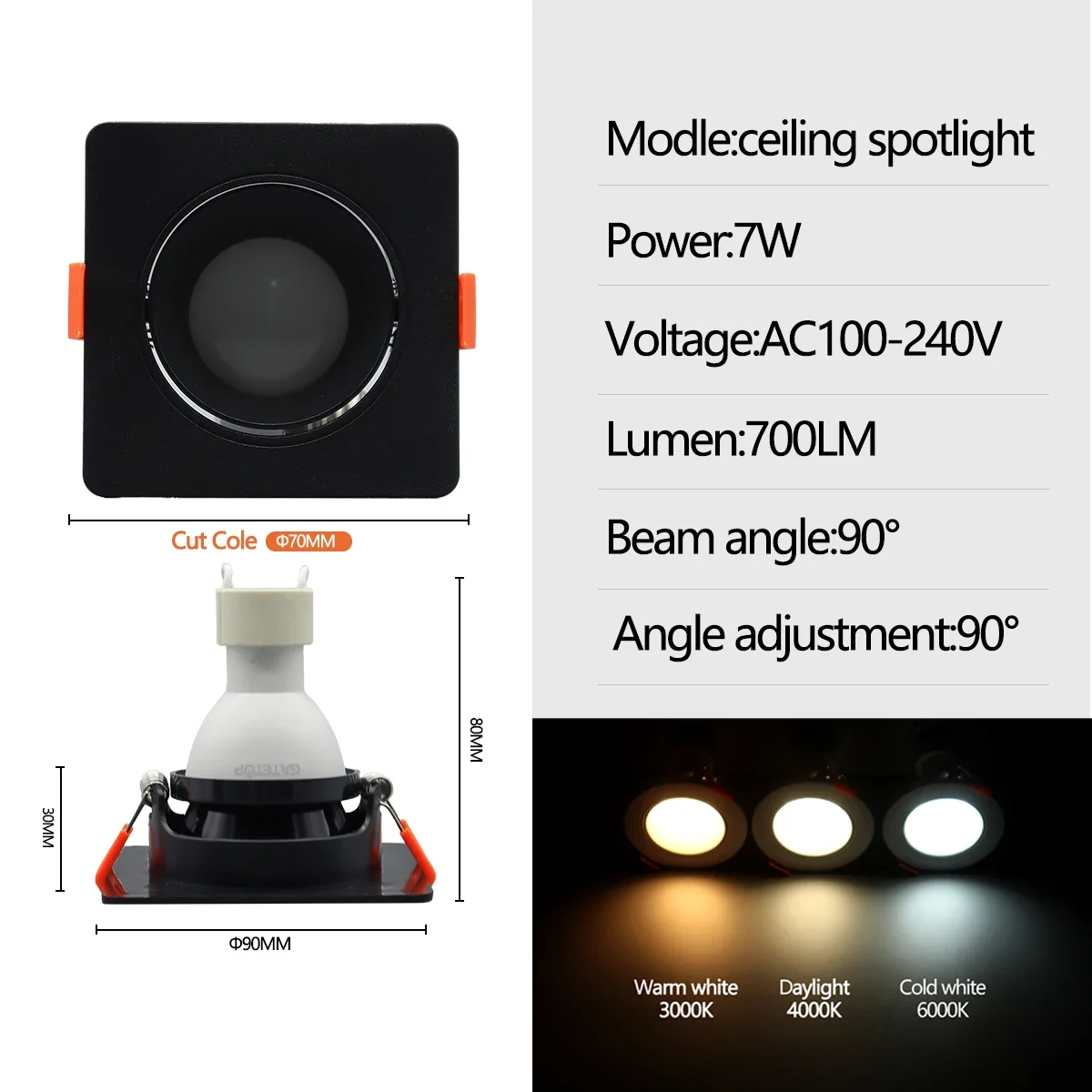 Square 7W Black