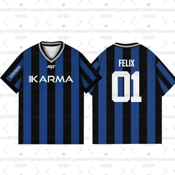 2025 KPOP Stay KARMA Album Fans Support Shirts FELIX BANGCHAN HYUNJIN Streetwear Plus Size Clothes Short Sleeve Tops T-shirt