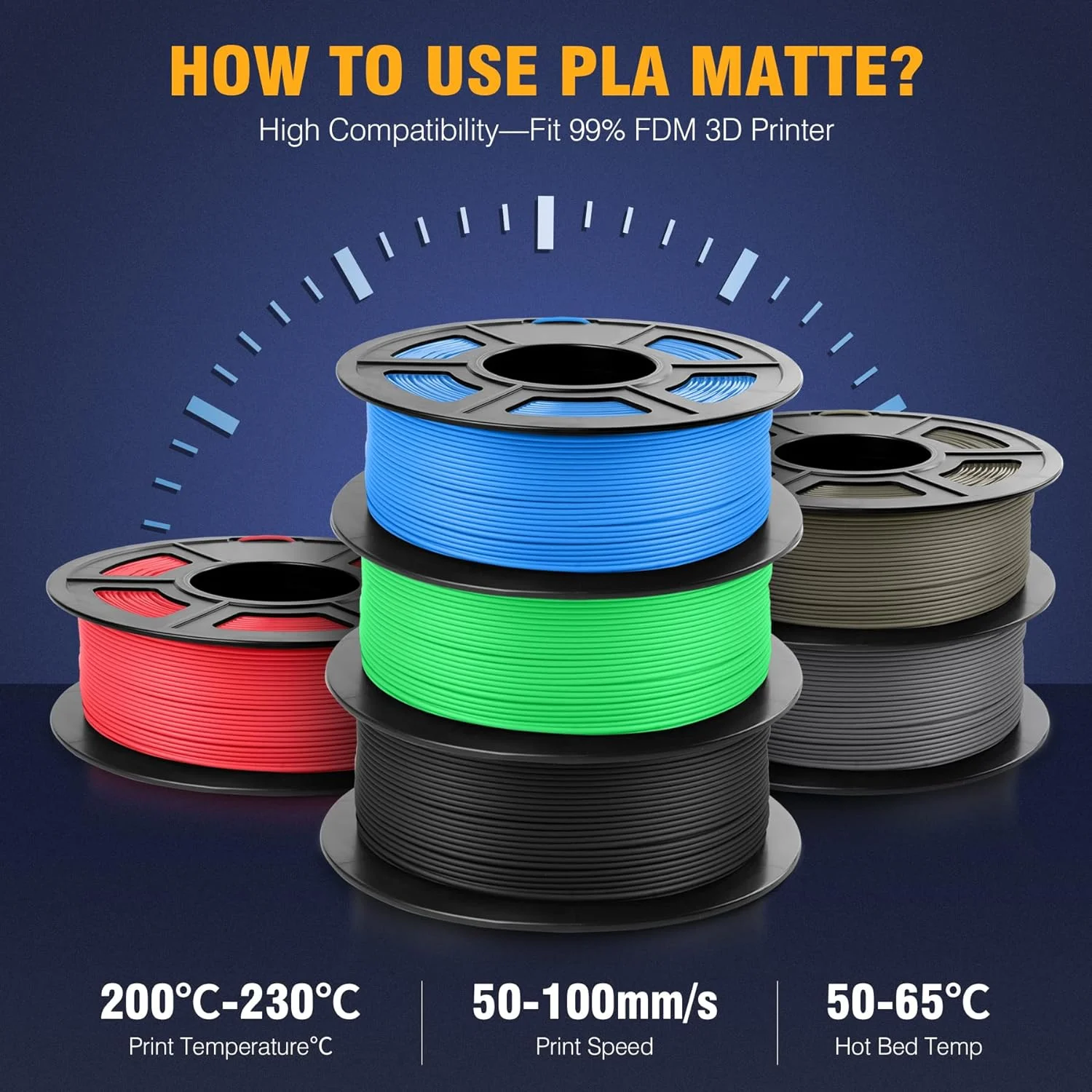 JAYO 3D Matte PLA Printer Filament 1.75mm No Bubble