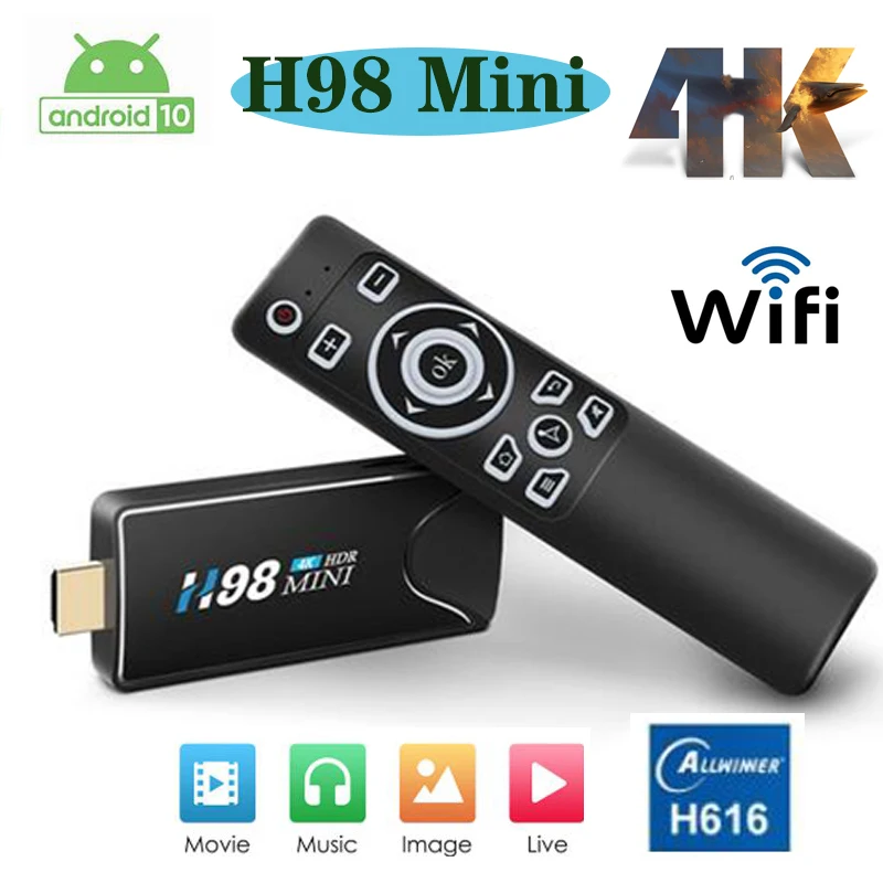 H98 Mini Tv Stick 4k Mini Set Top Box Android 10 Quad-core Smart Tv Box  Allwinner H616 2.4g 2gb 8gb 16gb Wifi Media Player - Set Top Box -  AliExpress