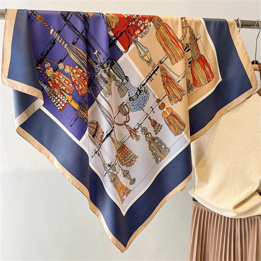 

Дизайнерский шарф 90 см, Дамская шаль, пледы, принт с кисточками, саржевый Шелковый фетровый головной платок, шарф, женский головной платок, квадратный шарф, женский шарф