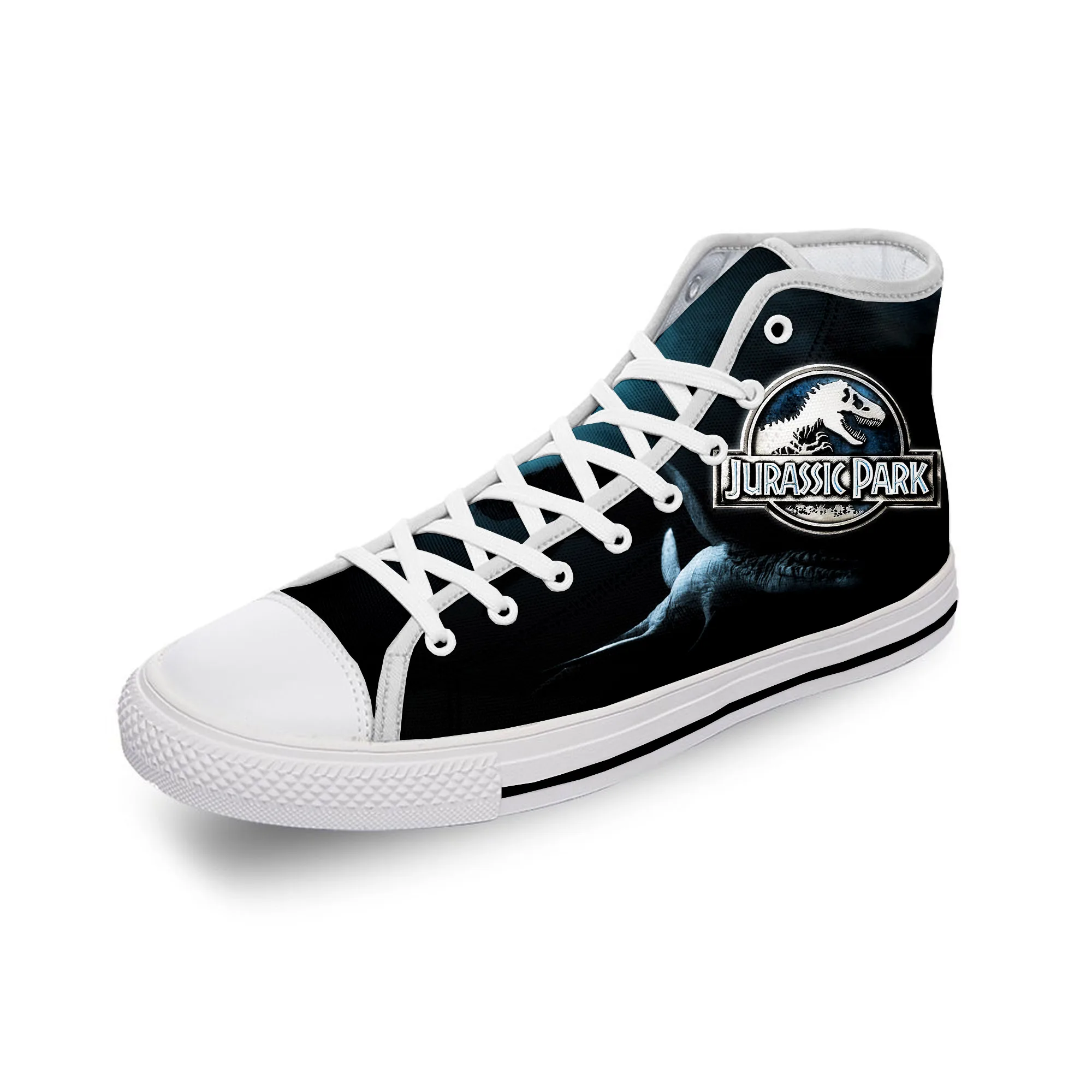 

Jurassic Park Movie Dinosaur Anime Cartoon Casual Cloth 3D Print High Top Canvas Fashion Shoes Men Women Breathable Sneakers