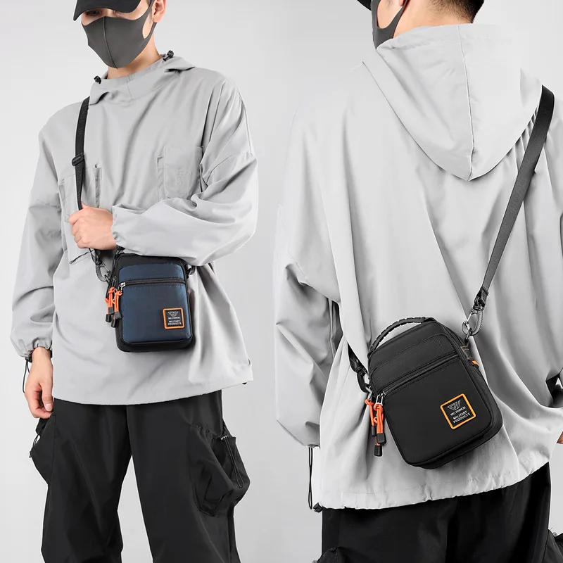 HVTIL Men Single Shoulder Handheld Crossbody Bag Fashion Outdoor Sports Fanny Pack Nylon Casual Mini Hanging Waist Bag Handbag