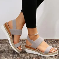 Sandales à talons compensés pour femmes, nouvelle mode d'été, bouche de poisson, ensemble ample, sandales à plateforme de pied, 2024 2