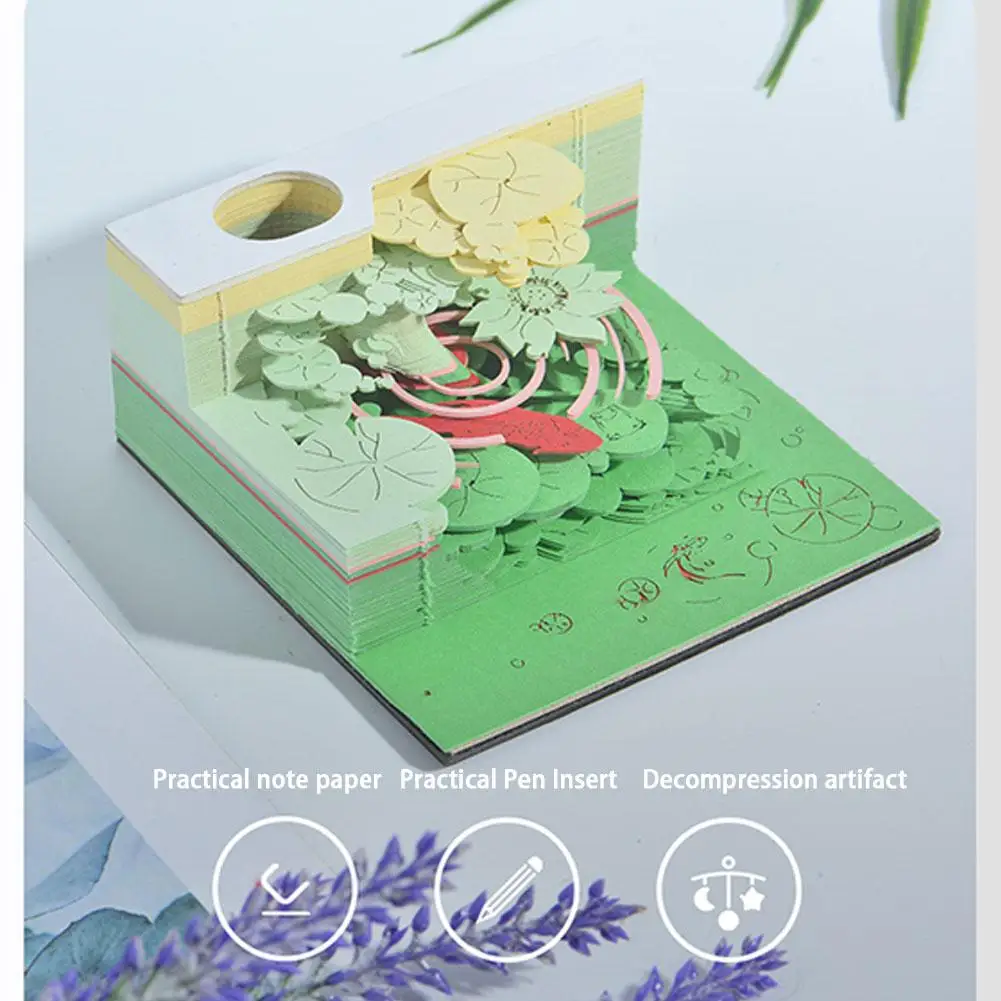 

Good Luck Koi 3d Paper Carving Model Note Table Three-dimensional Gifts With Xmas Pen Holder Notepad Holiday Paper Box Mode O9x2