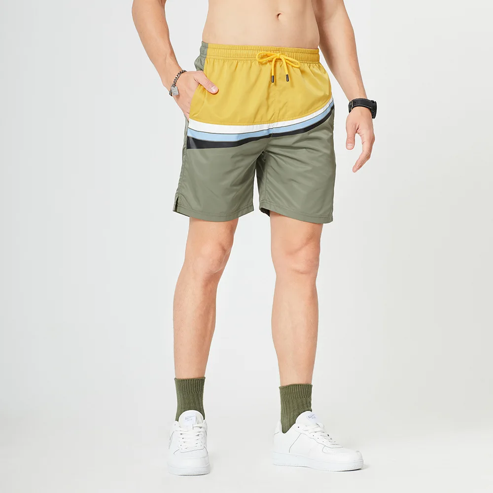 

Beach Short for Men Stitching Contrast Color Sports Shorts Summer Casual Outer Wear Loose Pants Beach Five-point Pants