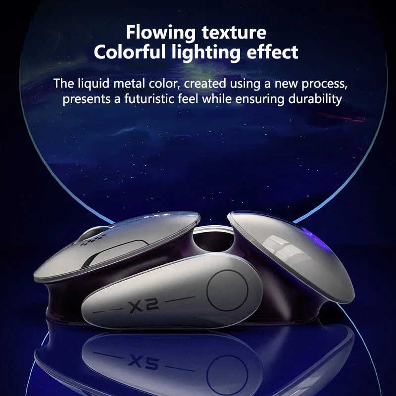 Inphic X2 Silent Bluetooth Mouse Metal Base Rechargeable Wireless Gaming Mouse for Computer Laptop Office Game
