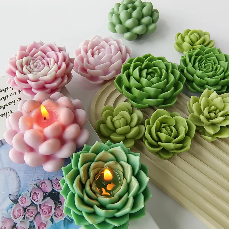 3D Succulent Candle Silicone Mold DIY Plant Flowers Soap Plaster Crafts Resin Mold Handmade Chocolate Candy Cake Baking Tools silicone mold silicone candle mold aromatherapy candle mold silicone candle molds candle mold