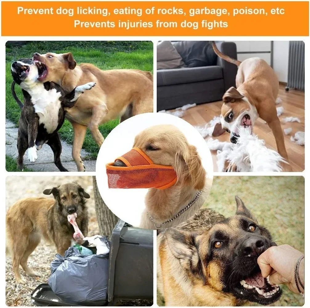 Pet Dog Muzzles Adjustable Breathable Dog Mouth Cover Anti Bark Bite Mesh Dogs Mouth Muzzle Mask For Dogs