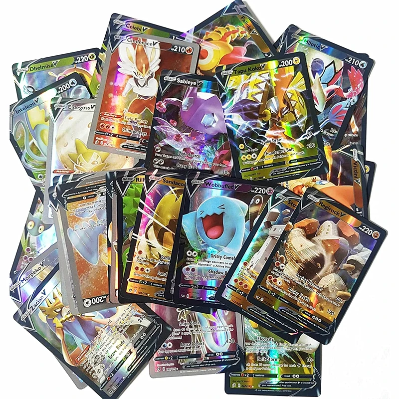 100 Pz/Set Carte Pokemon Inglesi Tag Team Vmax Gx Ex Mega Pikachu Shining Carte Pokemon Game Battle Carte Collezionabili