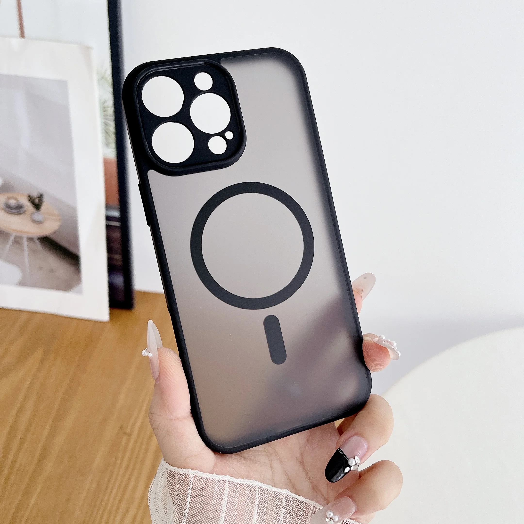 Matte Transparent Magnetic Wireless Charging Shockproof Case with Magsafe Compatibility