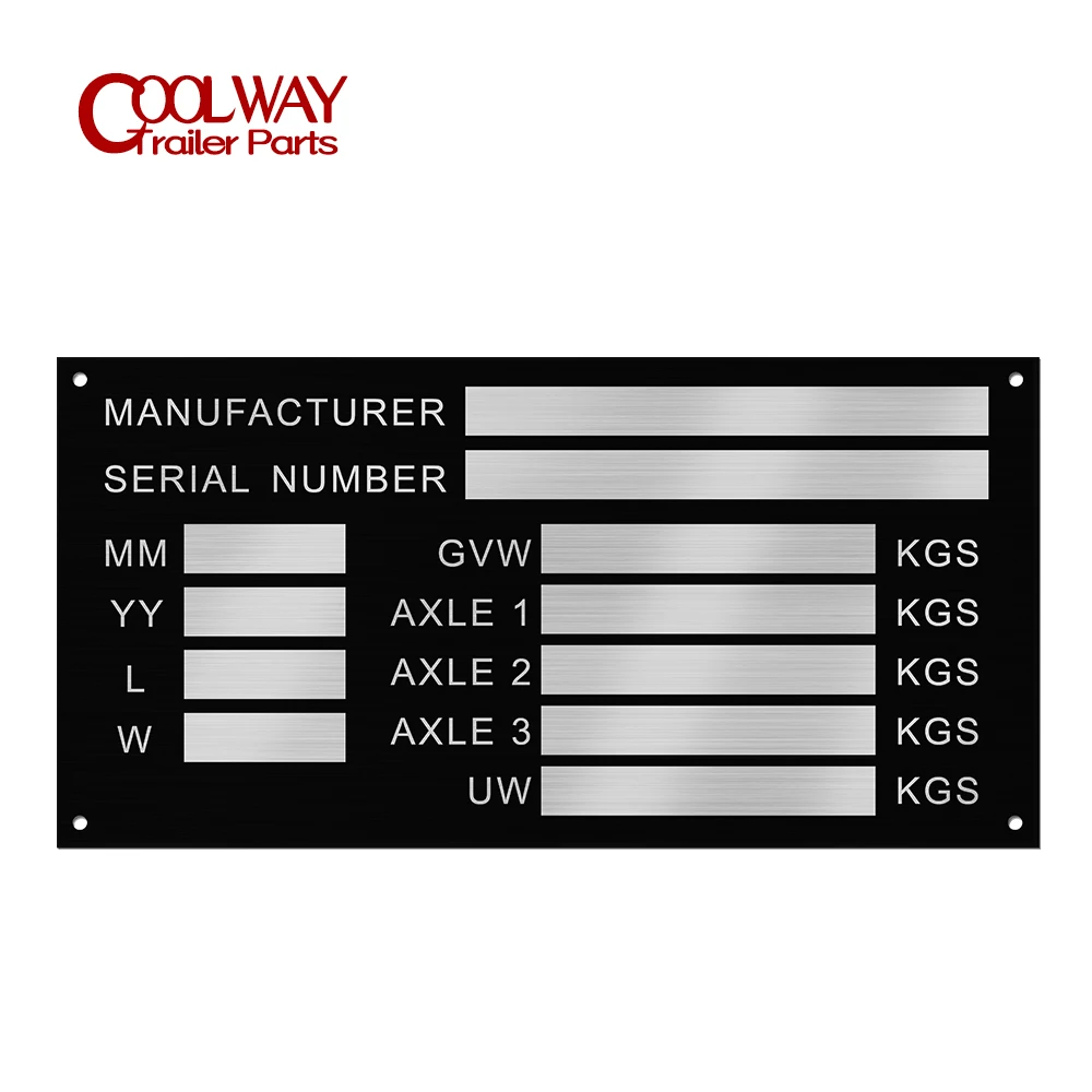 Blank or Engraved Aluminum Trailer Weight Plates Plant Flatbed Min-Digger Vin Chassis Caravan RV Camper Parts blank vin chassis plates car motorbike caravan trailer vehicle id plant