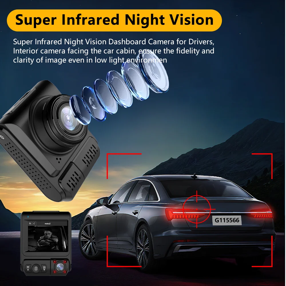 BEPOCAM ZD68 4K Dash Cam Infrared Night Vision Car DVR WiFi External GPS 2.5K+1080P Dashcam Vehicle Android Auto Video Recorder