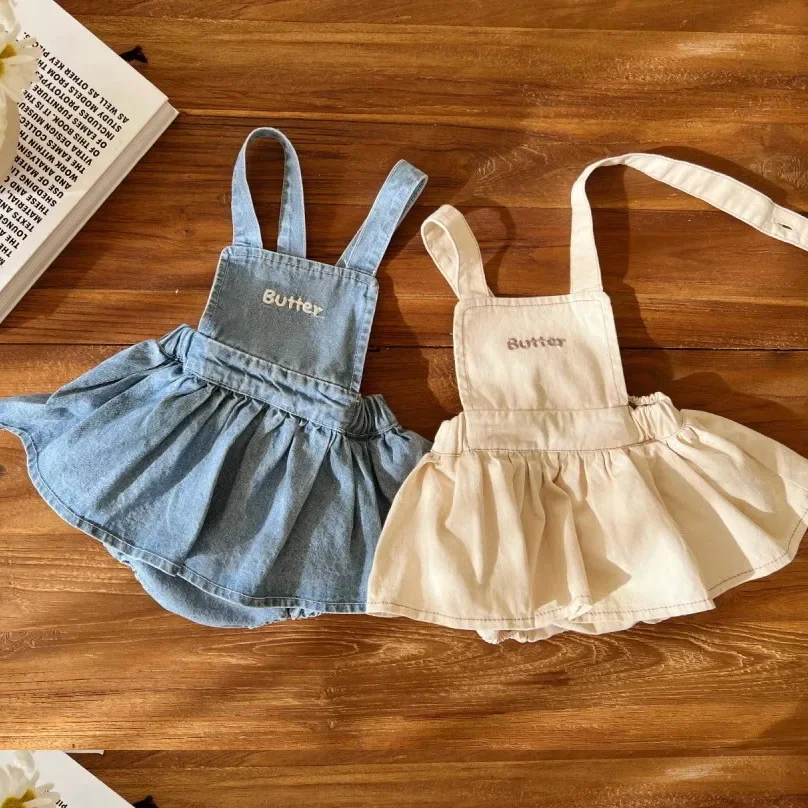 Korean Baby Girl Romper Dress Spring Summer Denim Strap
