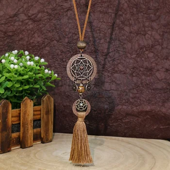 1 Pcs Brown Necklace Dream Catcher Tassel Designs Long Necklace Pendent Necklace Trendy Ornaments Versatile Gifts Party Unisex