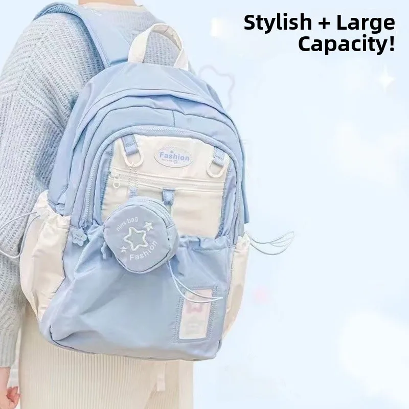 New Ins Style Lightweight Drawstring Backpack Unisex Nylon Large Capacity Dual Shoulder Bag for High School College Students 2