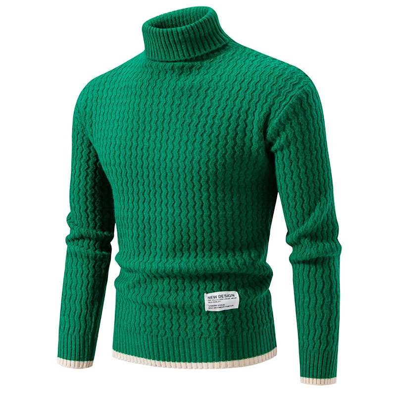 Christmas Red Pullover Sweaters Men's Sweater Knitted Turtleneck 3